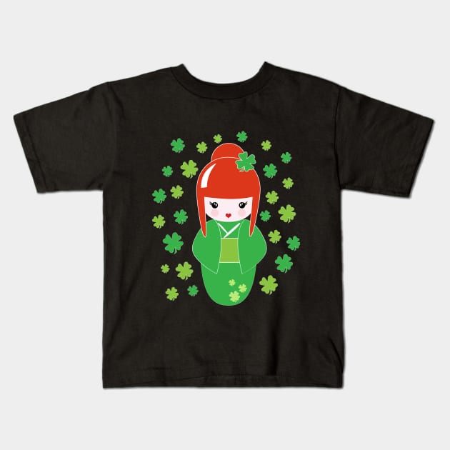 St. Patrick Day Irish Kokeshi Kids T-Shirt by emanuelacarratoni